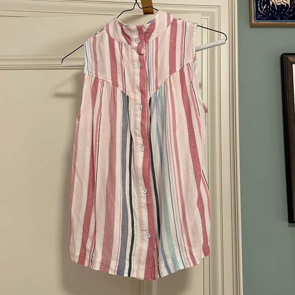 Stripy reversible linen feel Anthropologie blouse - Picture 2 of 4